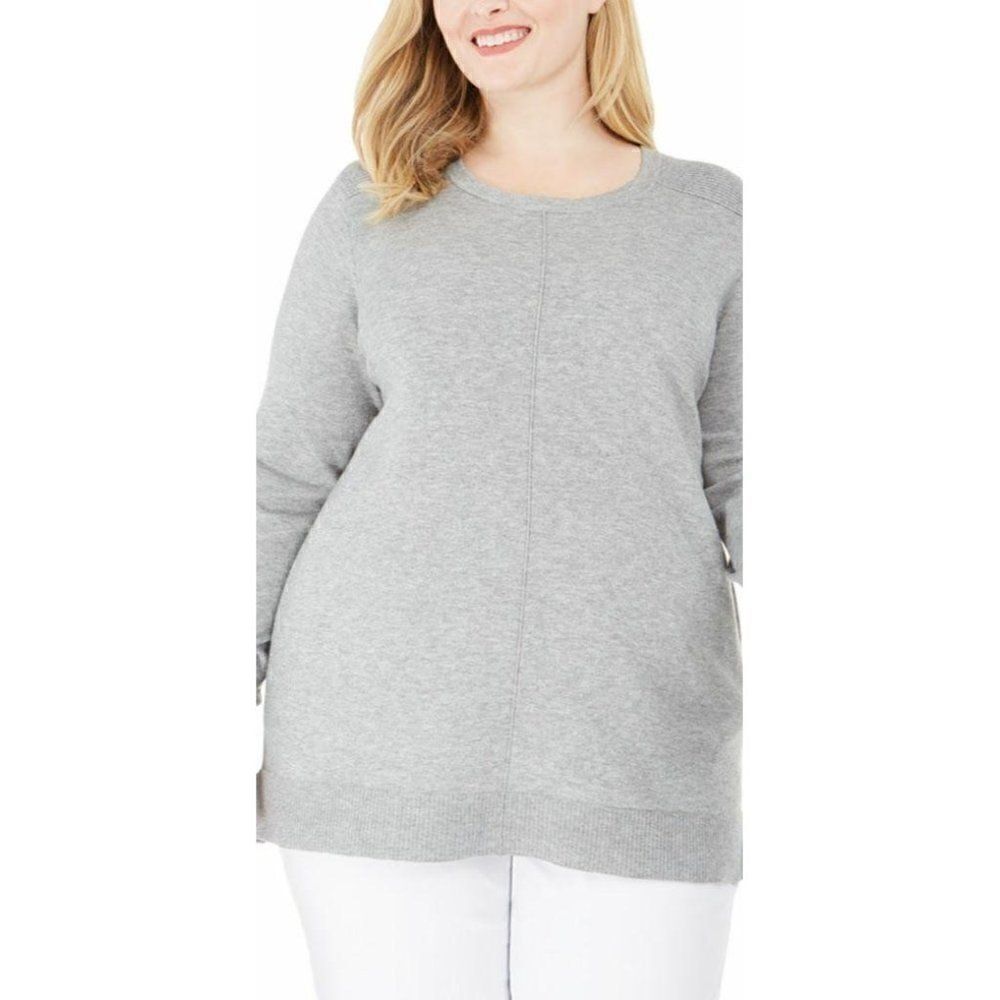 Gray Heather Plus-Size Soft Lightweight Sweater 0X‎